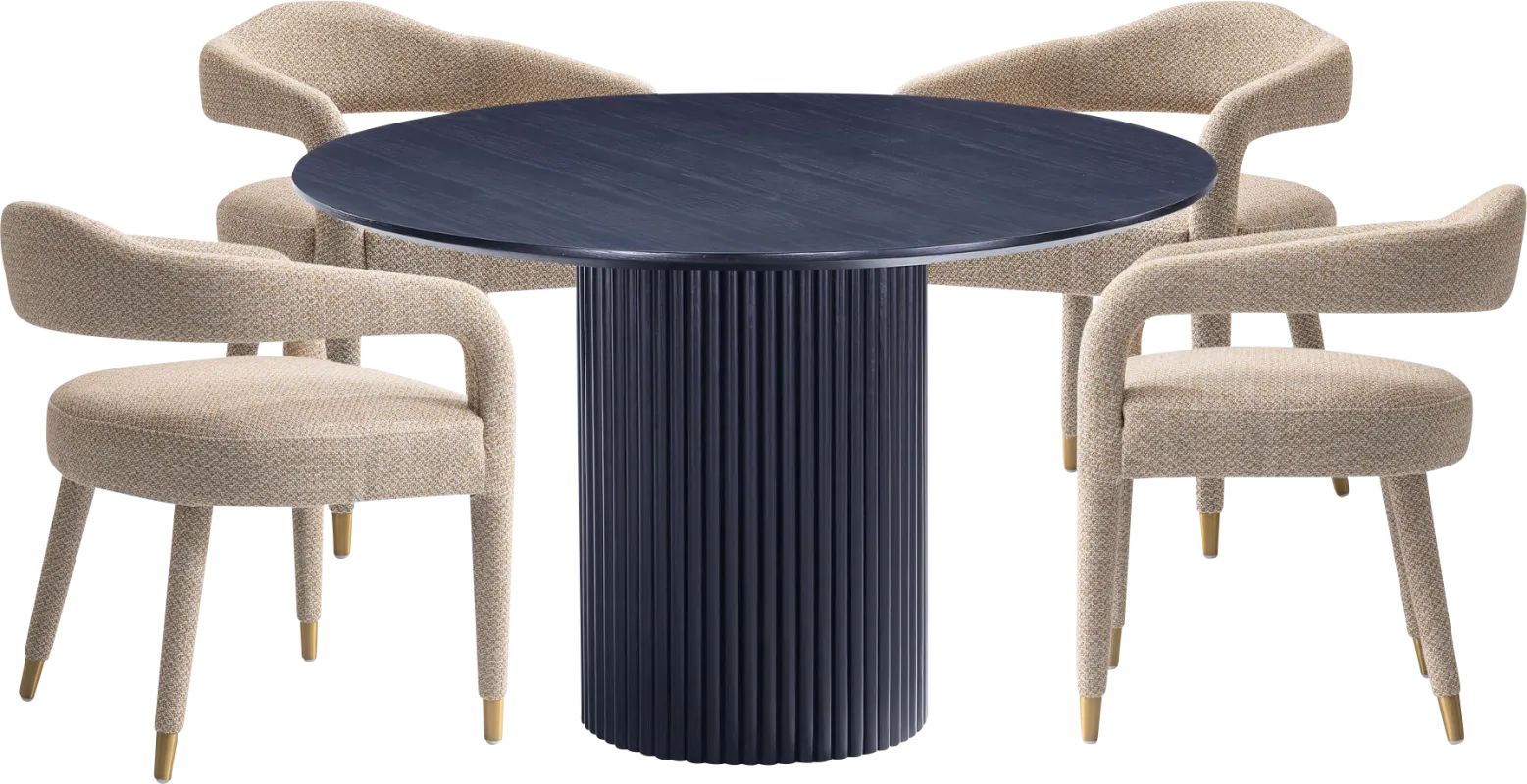 Barbette Black and Gold 5 Pc Dining Table Set