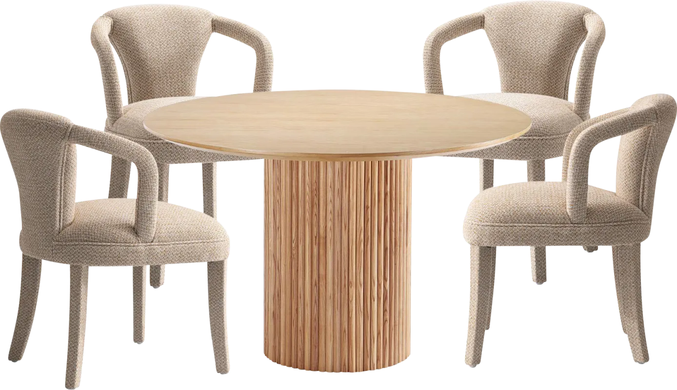 Enramada Natural and Gold 5 Pc Dining Table Set