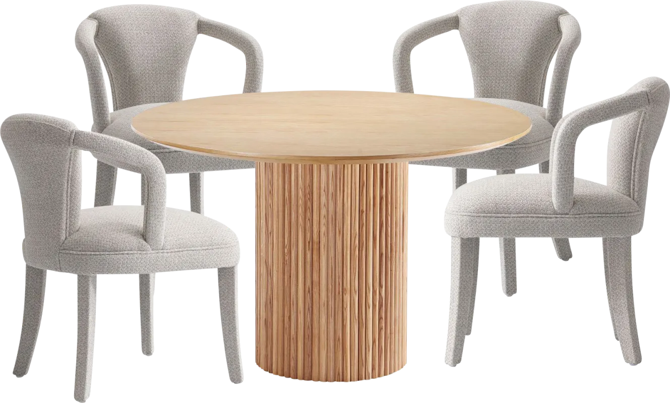 Enramada Natural and Silver 5 Pc Dining Table Set