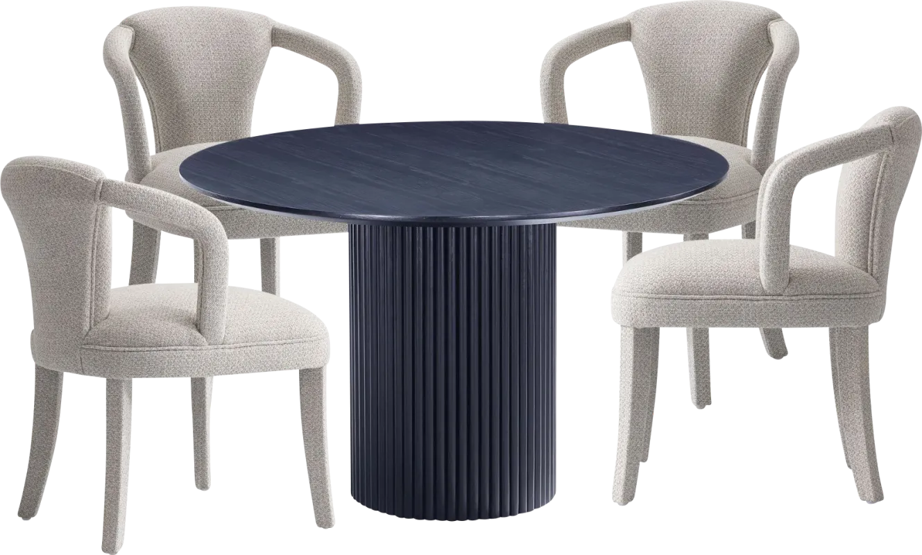Enramada Black and Silver 5 Pc Dining Table Set