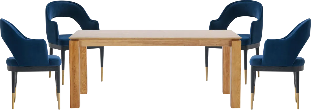 Fischbeck Natural and Blue 5 Pc Dining Table Set