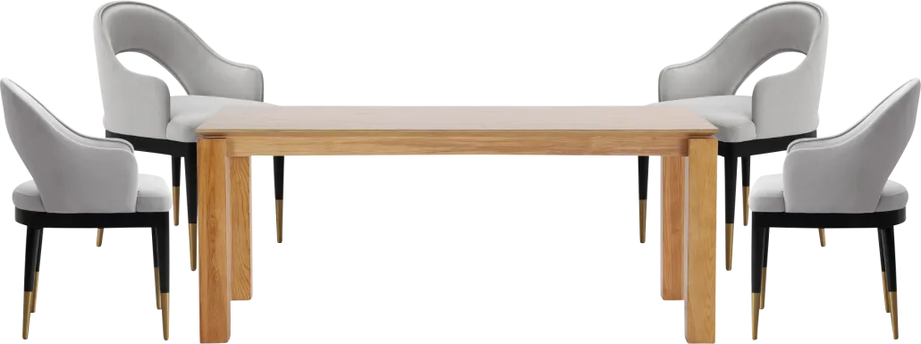 Fischbeck Natural and Light Gray 5 Pc Dining Table Set