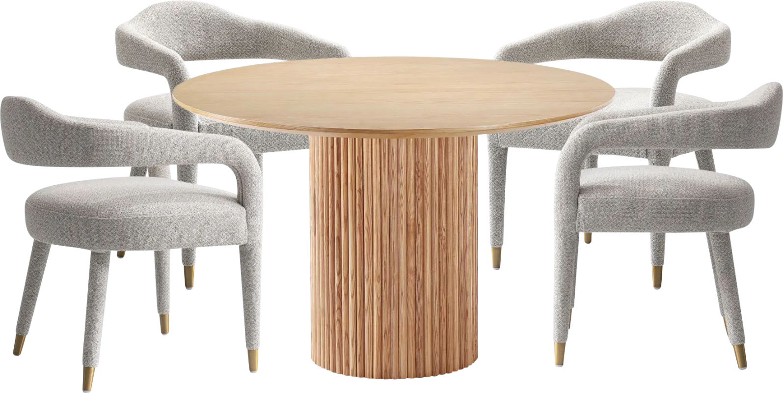 Barbette Natural and Silver 5 Pc Dining Table Set