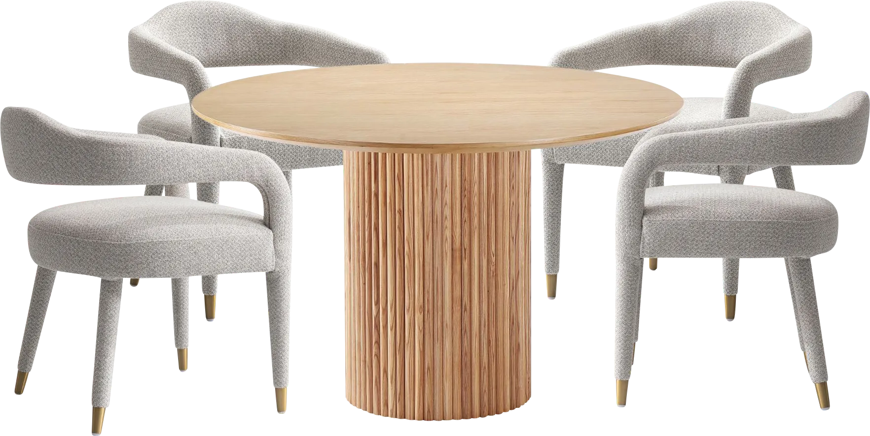 Barbette Natural and Silver 5 Pc Dining Table Set - Image 1