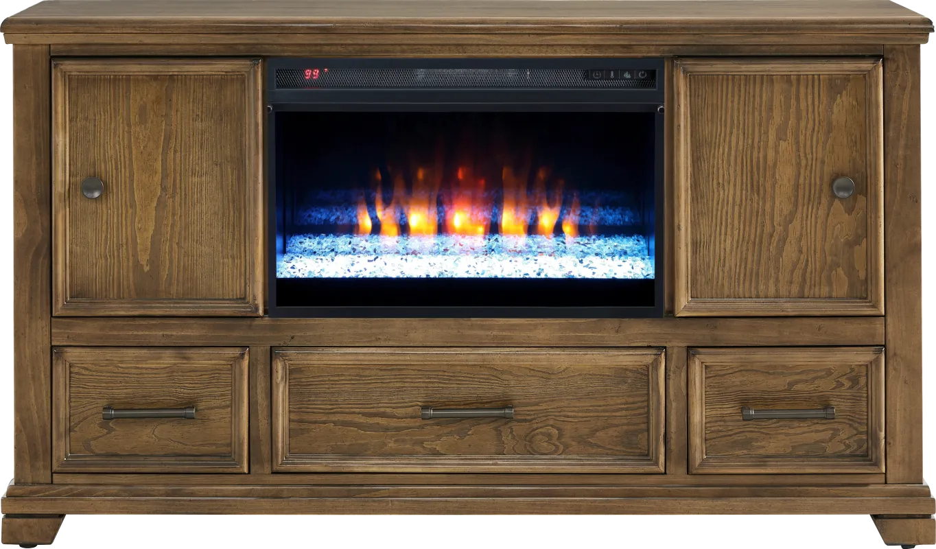 Canyon River Saddle 61 in. Console with Electric Fireplace