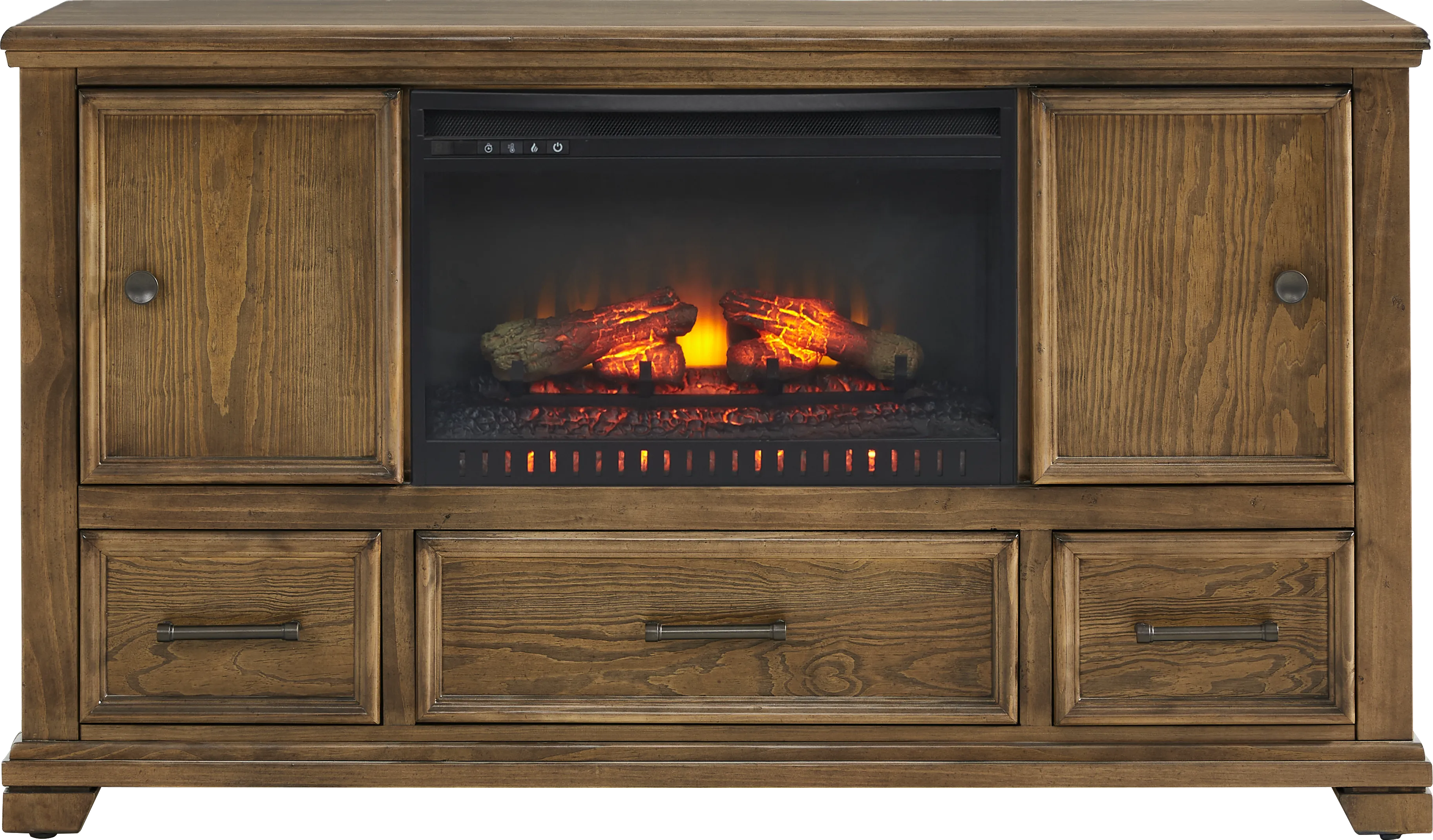 Canyon River Saddle 61 in. Console with Electric Log Fireplace - Thumbnail - Image 1