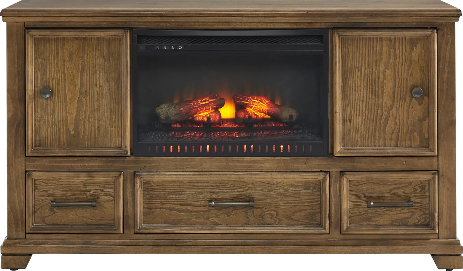 Canyon River Saddle 61 in. Console with Electric Log Fireplace - Image 1
