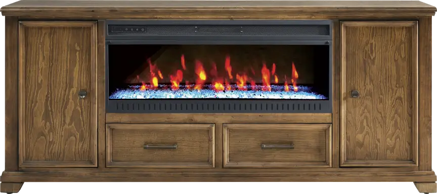 Canyon River Saddle 81 in. Console with Electric Fireplace