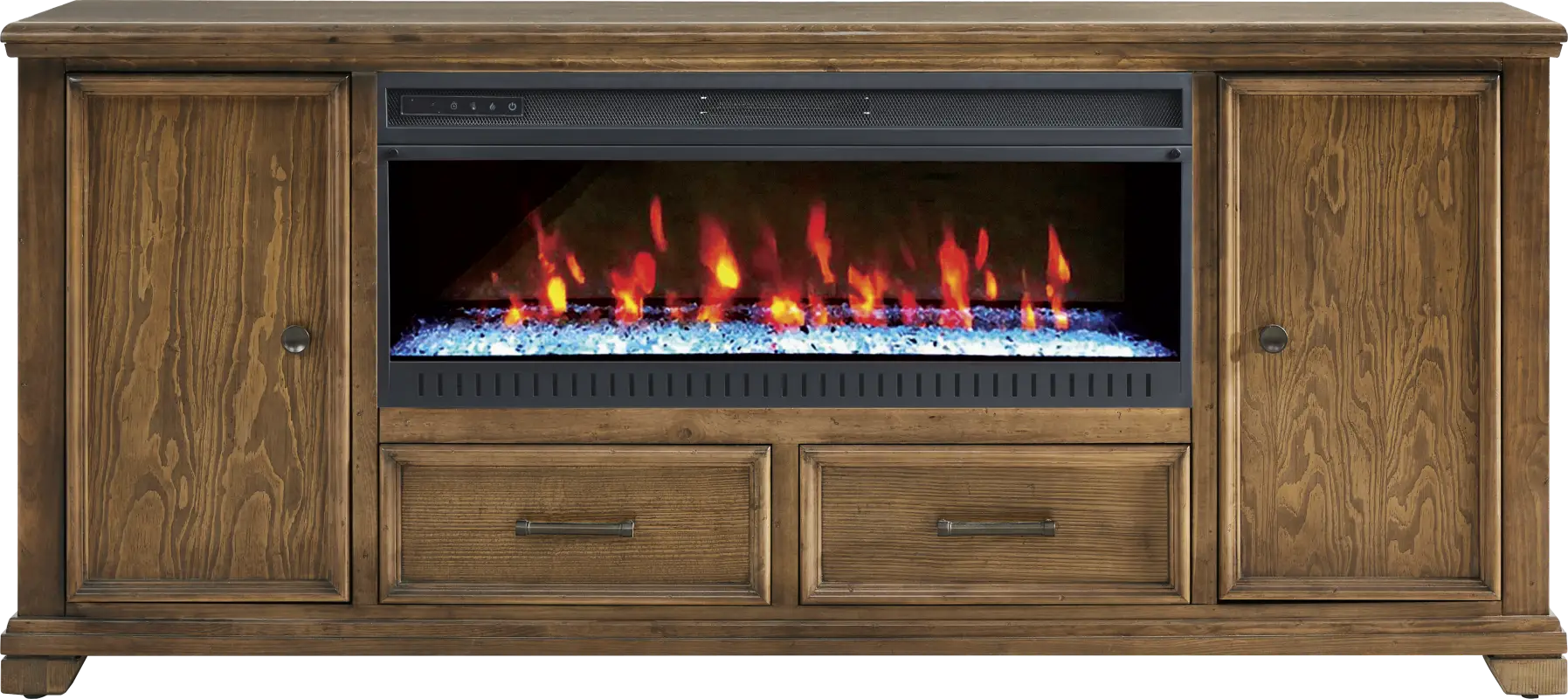 Canyon River Saddle 81 in. Console with Electric Fireplace