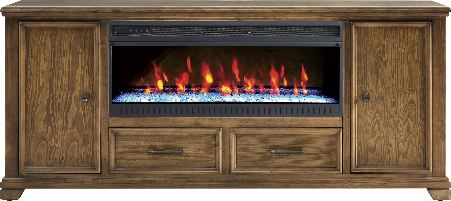Canyon River Saddle 81 in. Console with Electric Fireplace - Image 1