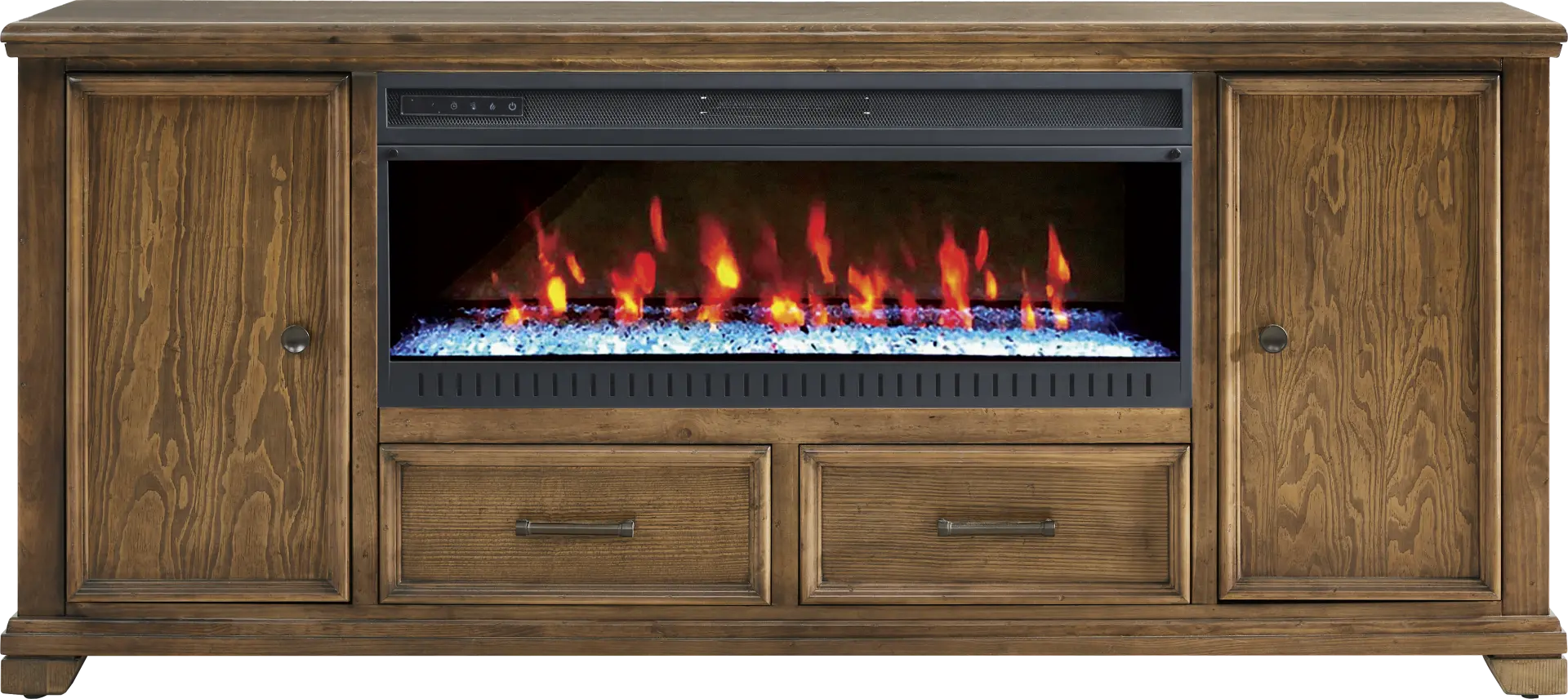 Canyon River Saddle 81 in. Console with Electric Fireplace