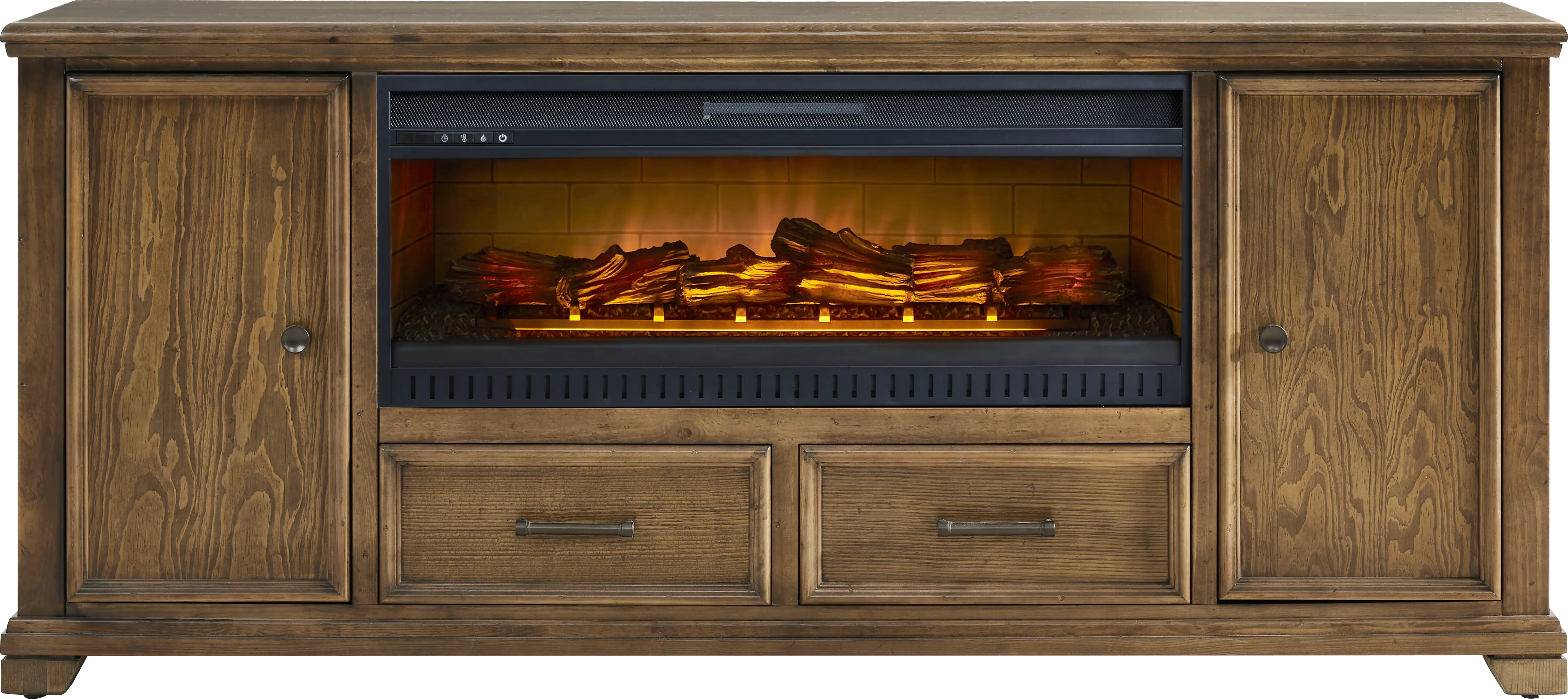 Canyon River Saddle 81 in. Console with Electric Log Fireplace - Thumbnail - Image 1