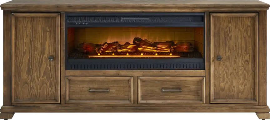 Canyon River Saddle 81 in. Console with Electric Log Fireplace