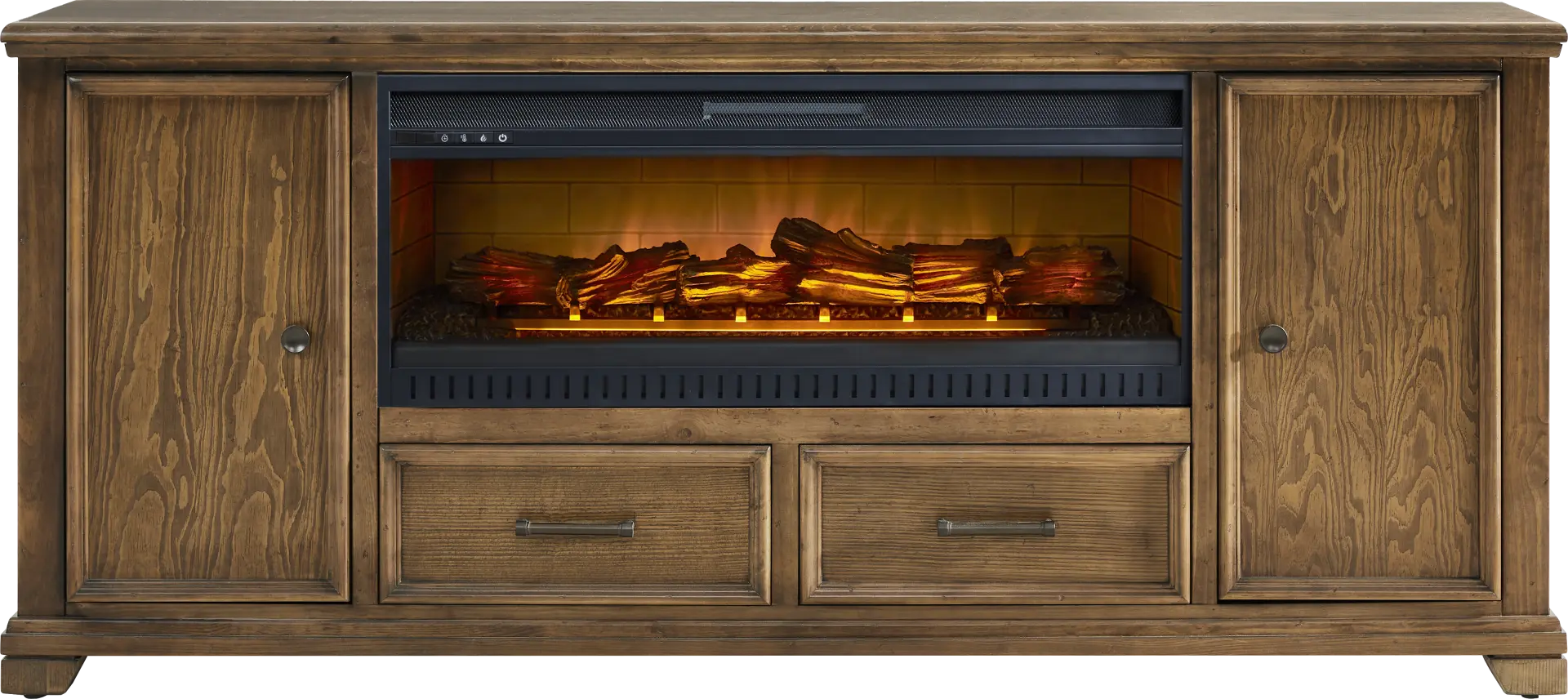 Canyon River Saddle 81 in. Console with Electric Log Fireplace