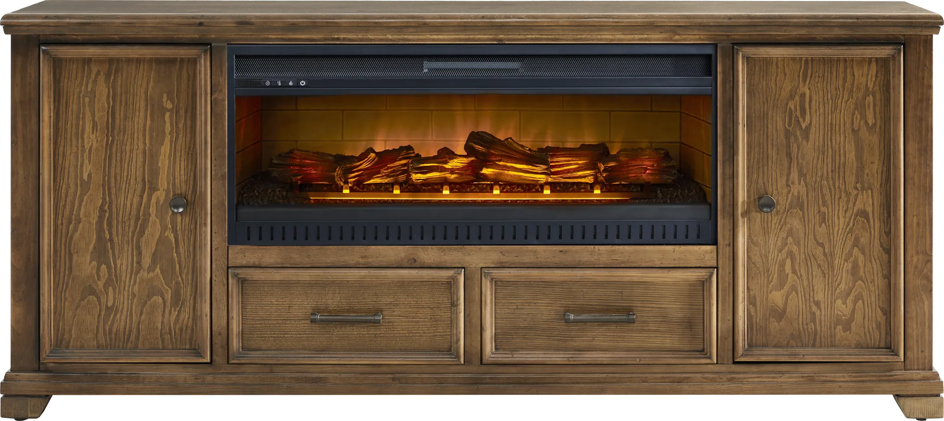 Canyon River Saddle 81 in. Console with Electric Log Fireplace - Image 1