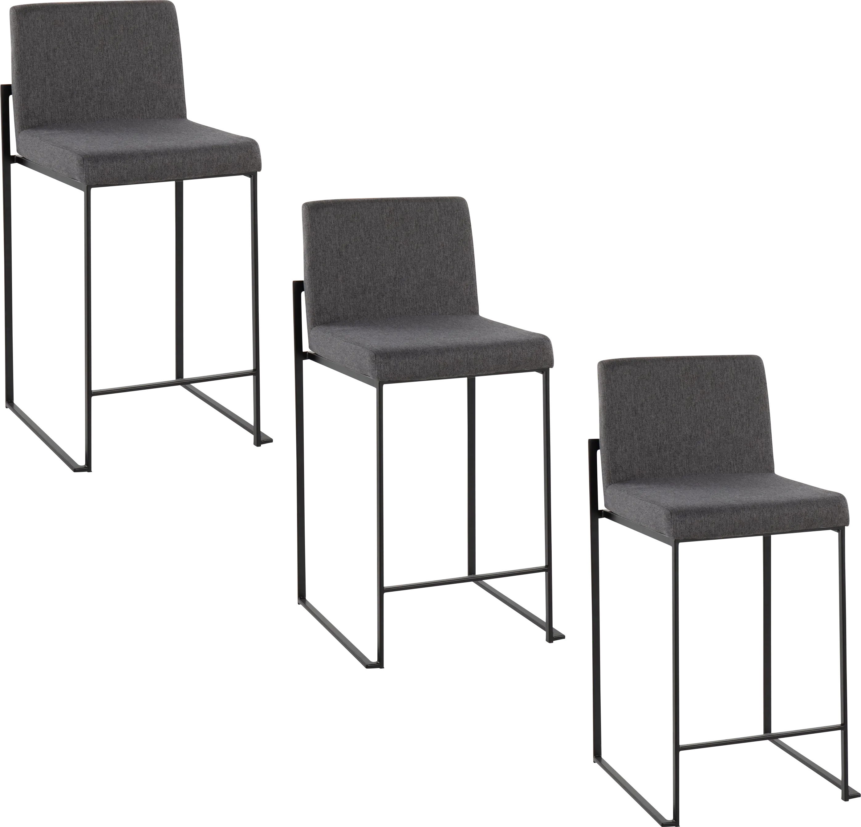 Leserna III Charcoal Counter Height Stool, Set of 3 - Thumbnail - Image 1