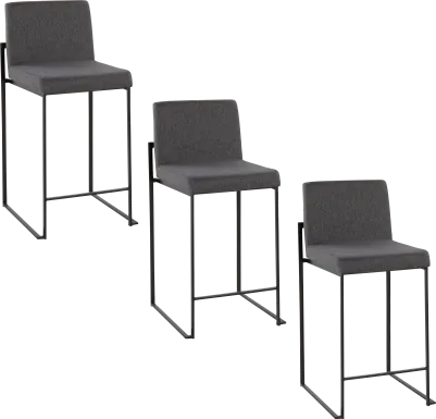 Leserna III Charcoal Counter Height Stool, Set of 3