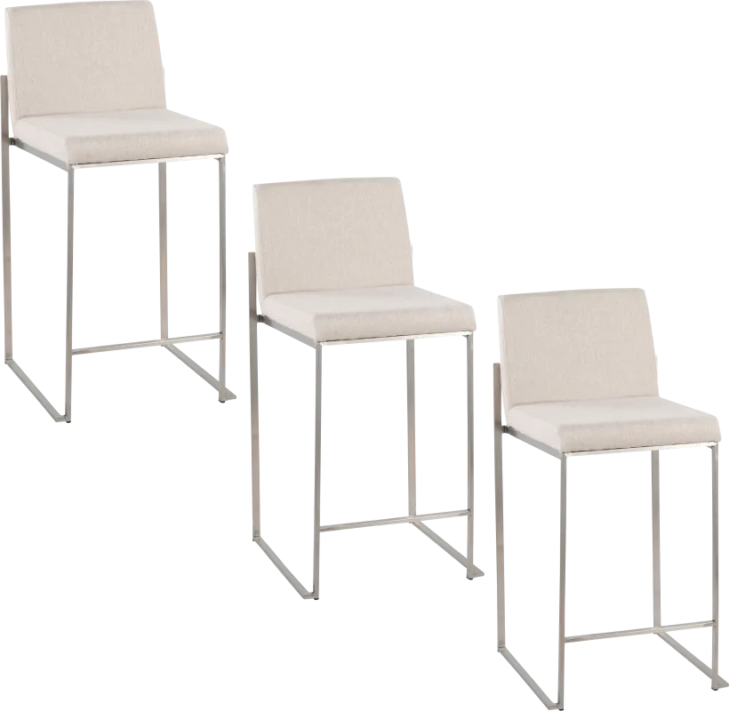 Leserna V Beige Counter Height Stool, Set of 3