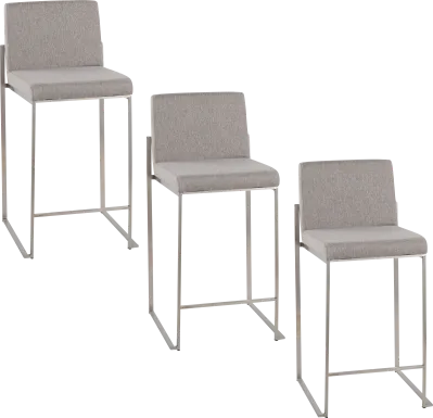 Nowotny IV Gray Counter Height Stool, Set of 3