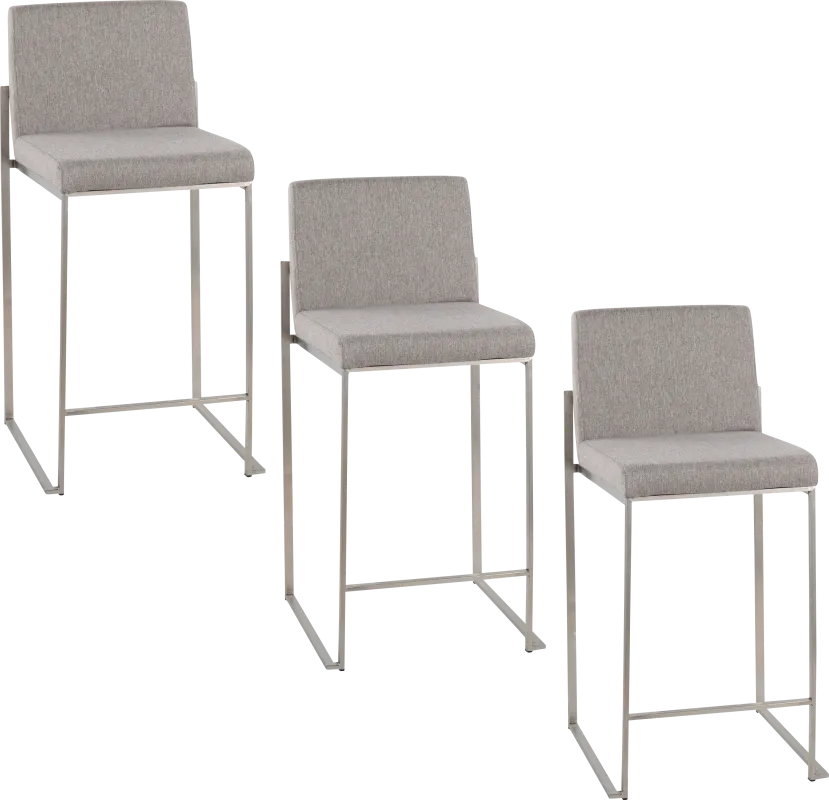 Nowotny IV Gray Counter Height Stool, Set of 3