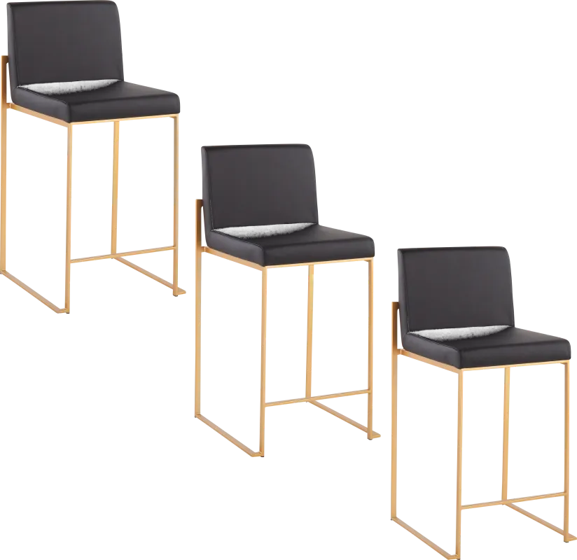 Nowotny III Black Counter Height Stool, Set of 3