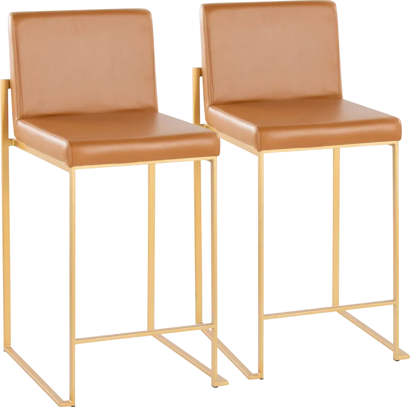 Leserna I Camel Counter Height Stool, Set of 2