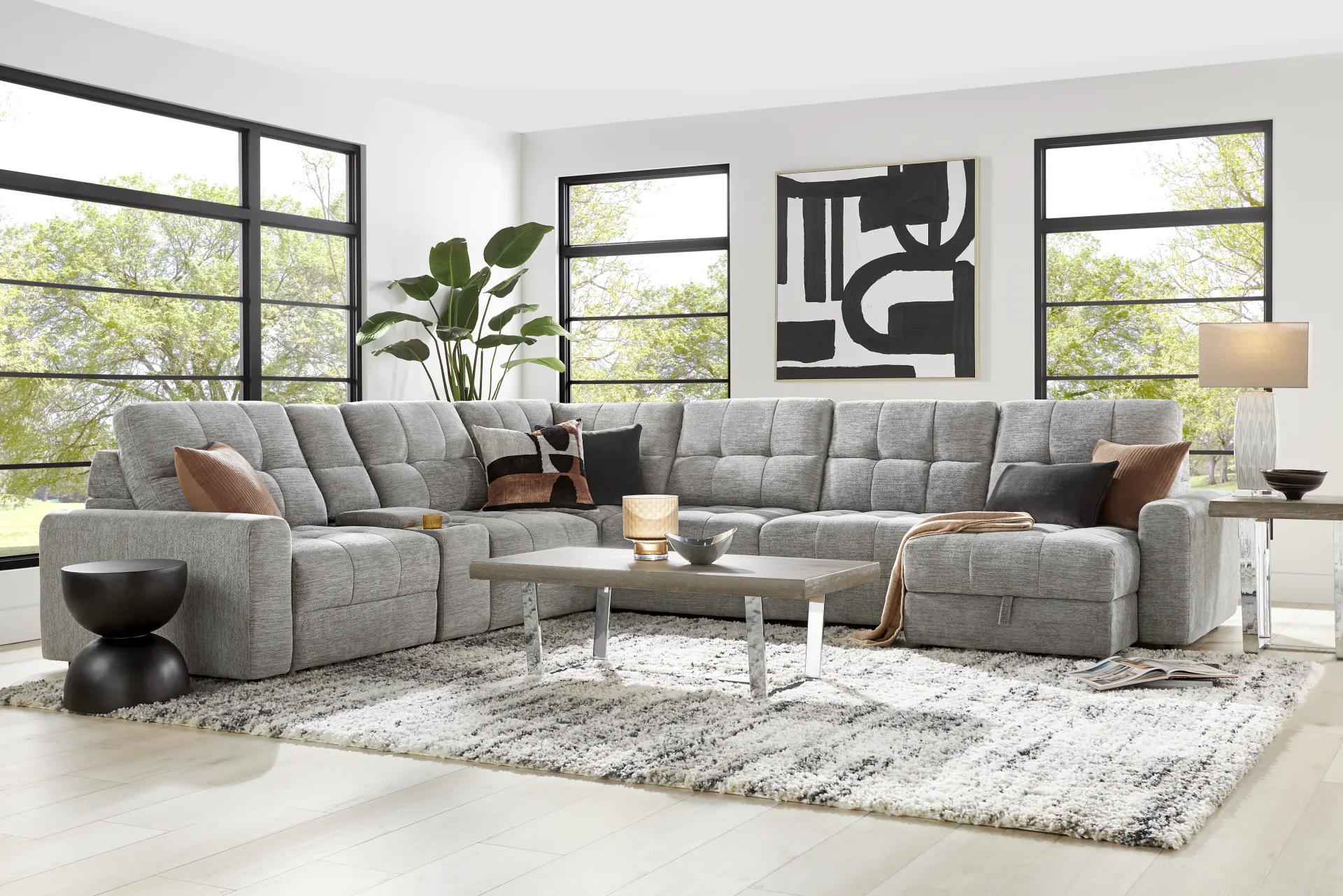 Meriwether Gray 7 Pc Power Slider Sectional - Image 1
