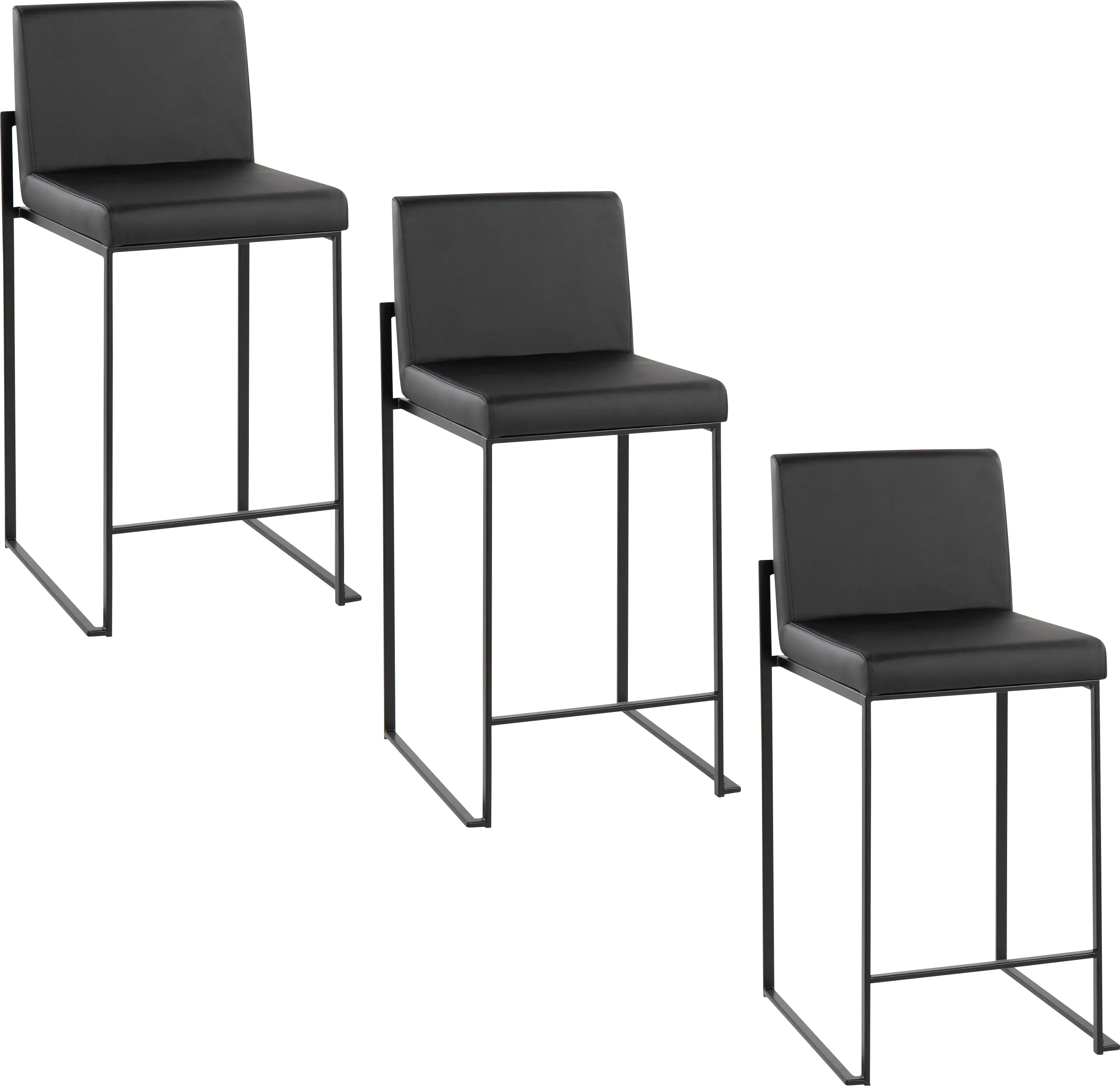 Leserna II Black Counter Height Stool, Set of 3 - Thumbnail - Image 1