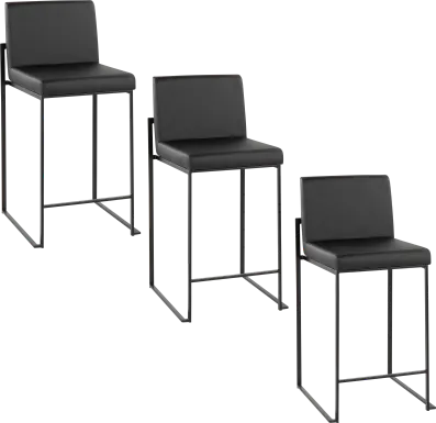 Leserna II Black Counter Height Stool, Set of 3