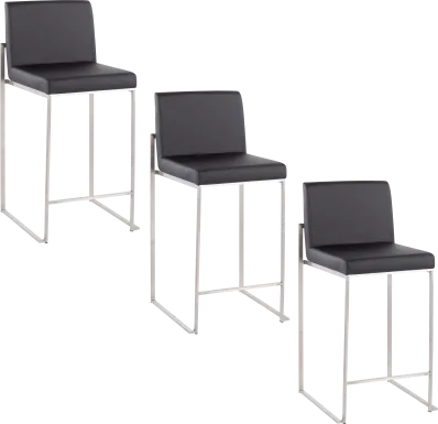 Nowotny V Black Counter Height Stool, Set of 3
