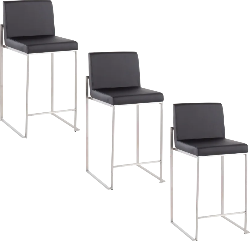 Nowotny V Black Counter Height Stool, Set of 3