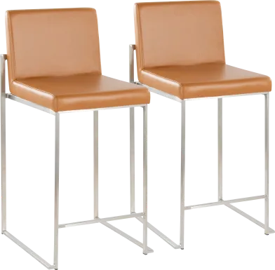 Leserna V Camel Counter Height Stool, Set of 2