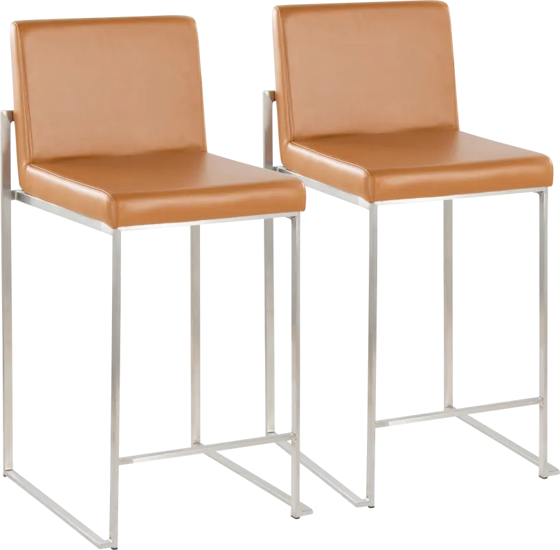 Leserna V Camel Counter Height Stool, Set of 2