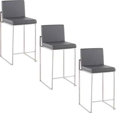 Leserna V Charcoal Counter Height Stool, Set of 3