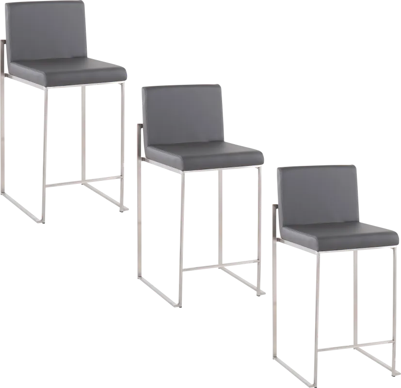 Leserna V Charcoal Counter Height Stool, Set of 3