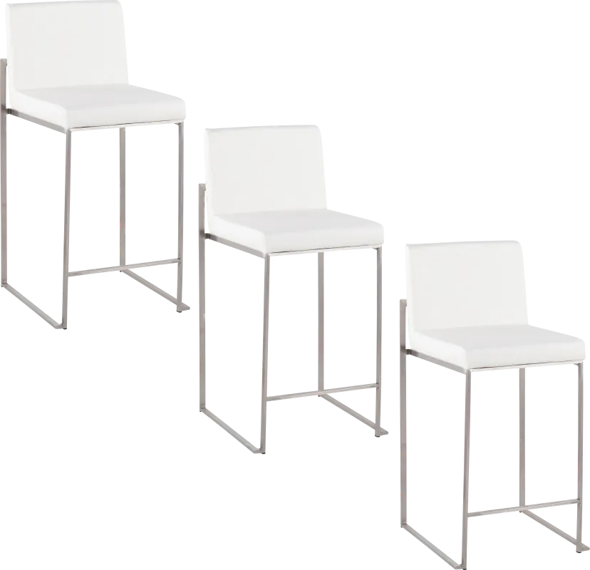 Nowotny V White Counter Height Stool, Set of 3