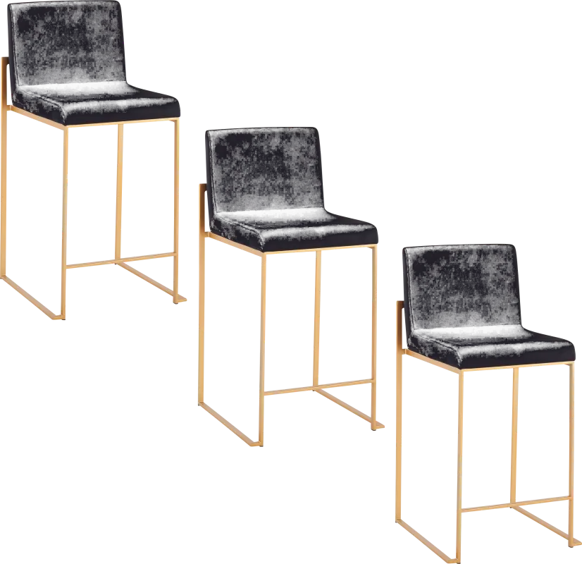Nowotny II Black Counter Height Stool, Set of 3