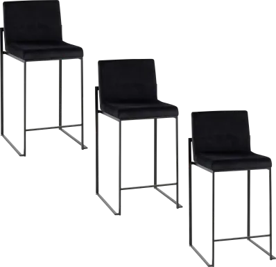 Leserna IV Black Counter Height Stool, Set of 3