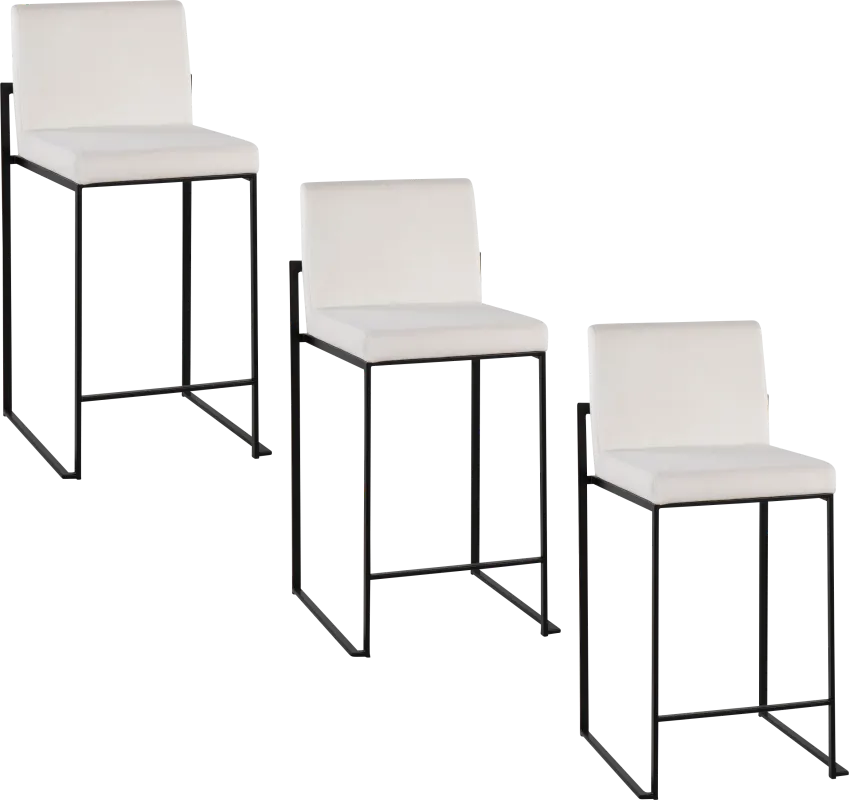 Leserna IV White Counter Height Stool, Set of 3
