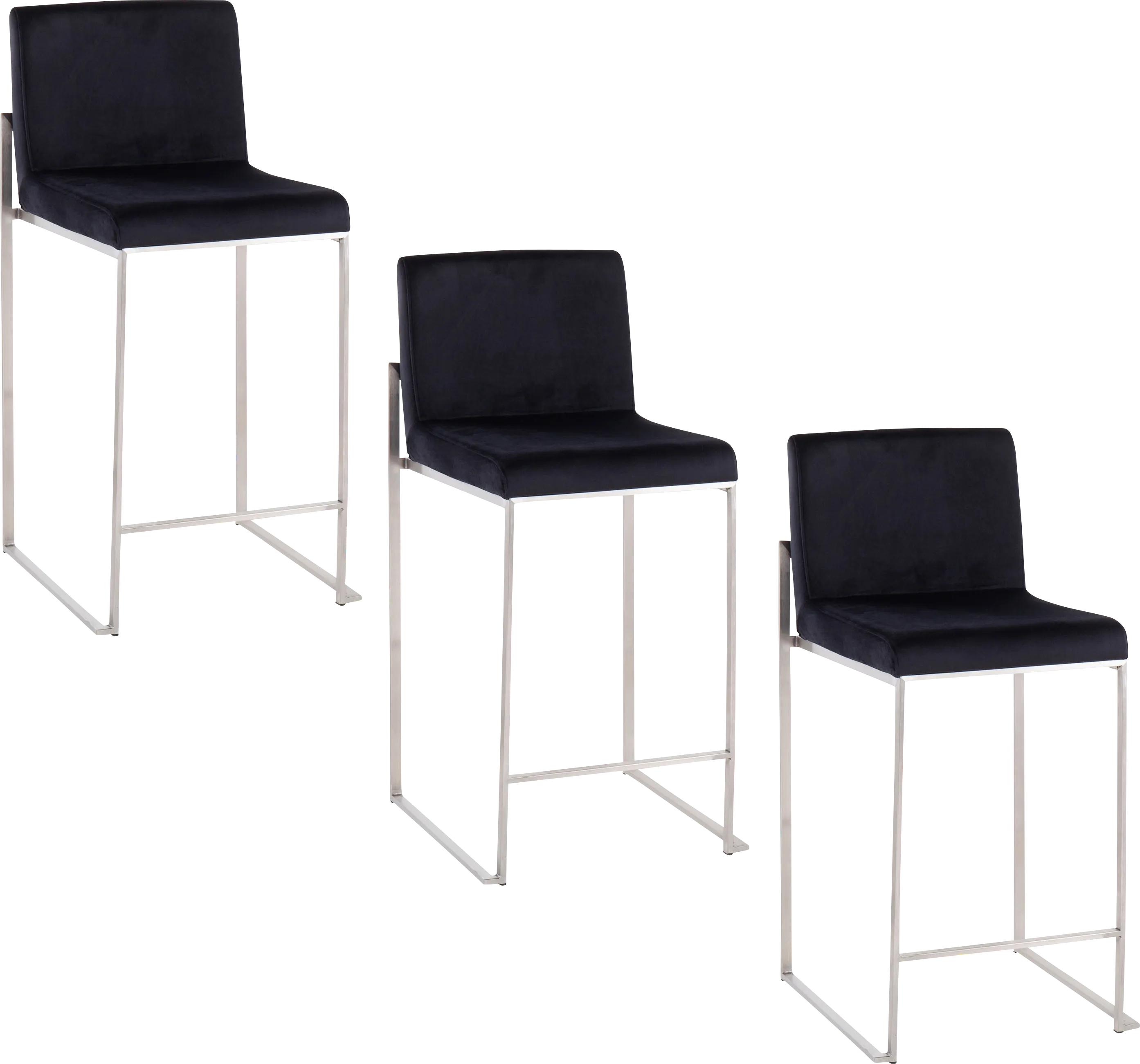 Nowotny IV Black Counter Height Stool, Set of 3 - Thumbnail - Image 1
