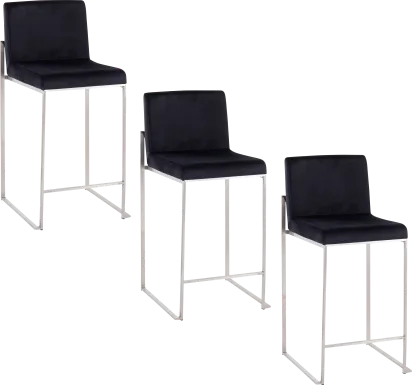 Nowotny IV Black Counter Height Stool, Set of 3