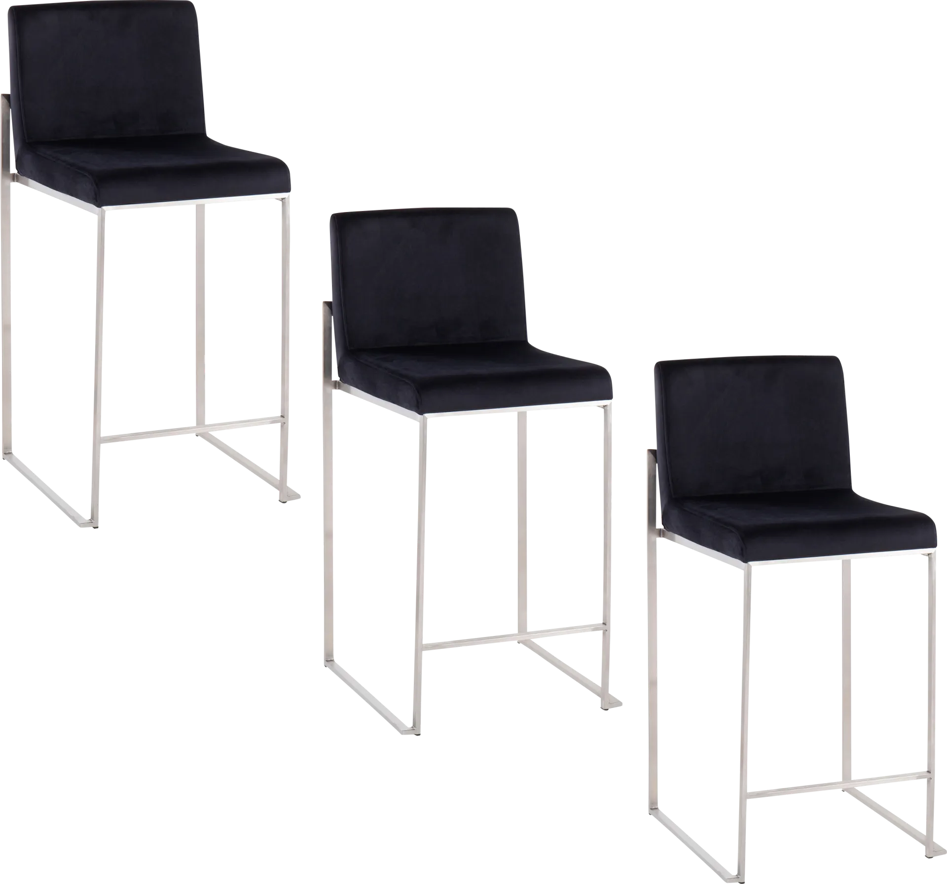 Nowotny IV Black Counter Height Stool, Set of 3 - Image 1
