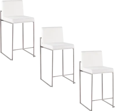 Nowotny IV White Counter Height Stool, Set of 3