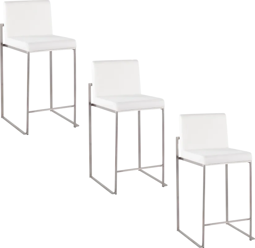 Nowotny IV White Counter Height Stool, Set of 3