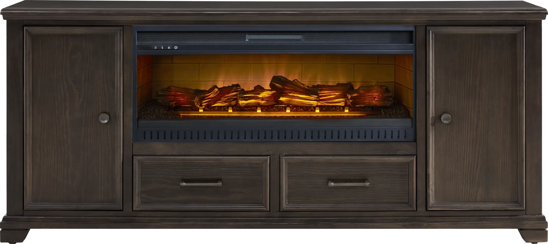 Canyon River Java 81 in. Console with Electric Log Fireplace