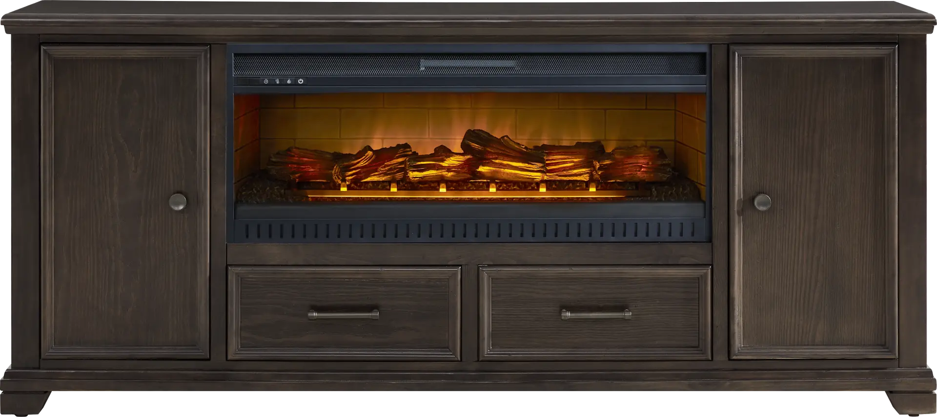 Canyon River Java 81 in. Console with Electric Log Fireplace