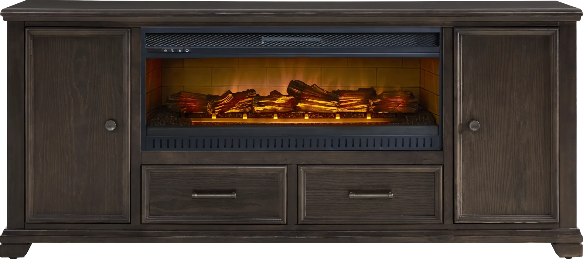 Canyon River Java 81 in. Console with Electric Log Fireplace - Image 1