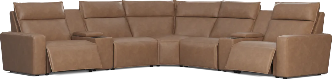 Saddle 7 Pc Dual Power Reclining ModularTwo with Media Consoles
