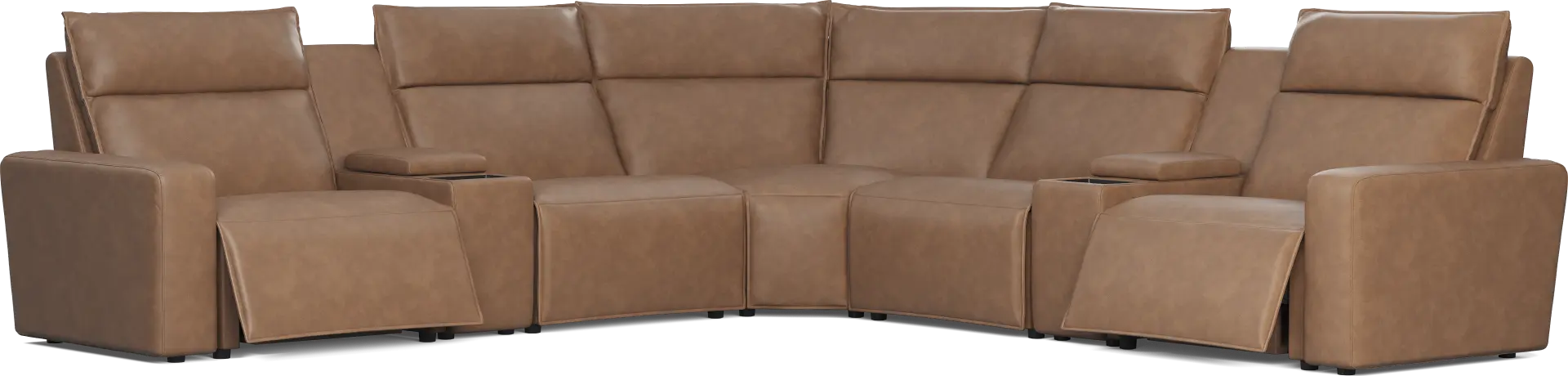 Saddle 7 Pc Dual Power Reclining ModularTwo with Media Consoles