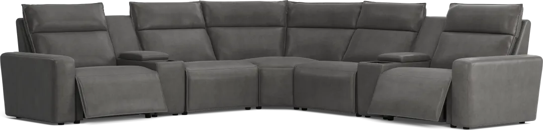 Charcoal 7 Pc Dual Power Reclining ModularTwo with Media Consoles